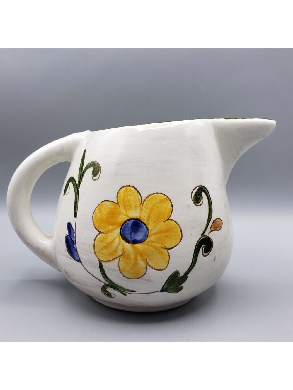 Vintage Stangl Della Ware Laurita Pitcher Jug Pink Yellow Flower Pottery HP
